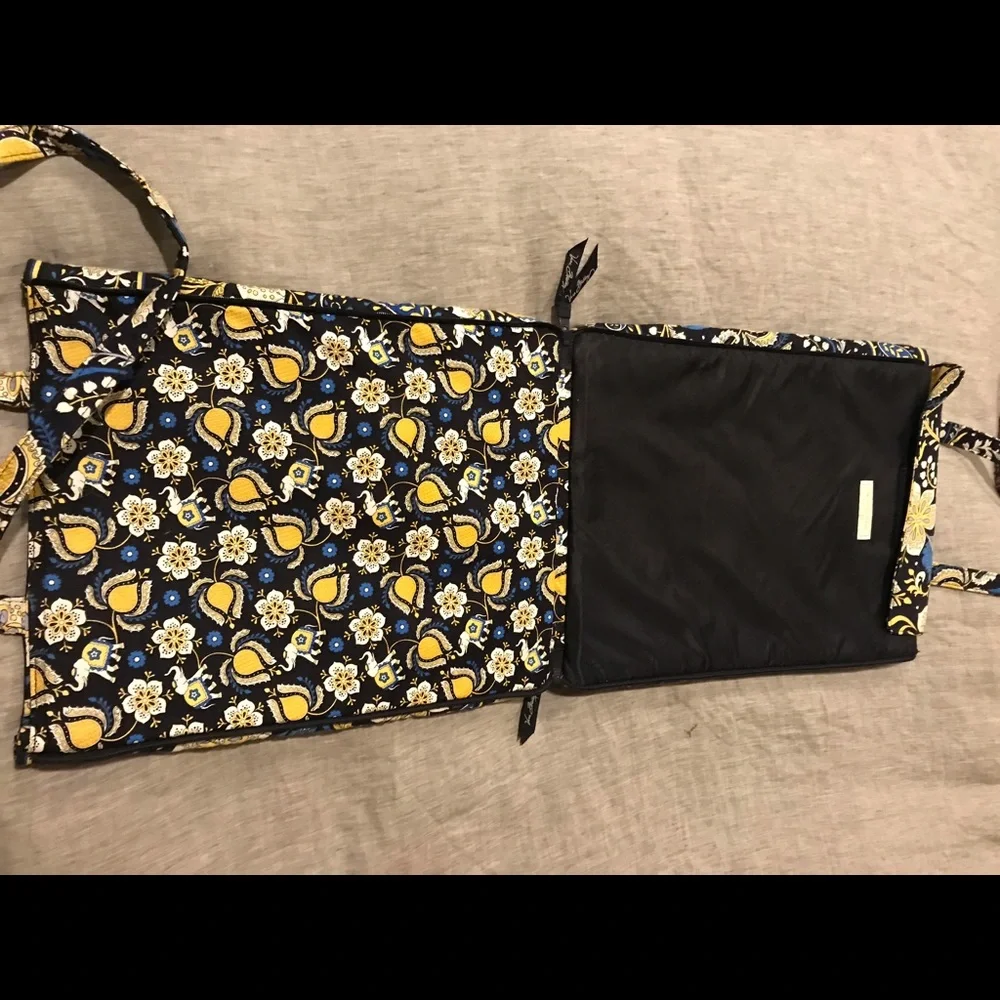 Vera Bradley Black Blue Yellow Paisley Quilted Laptop Bag